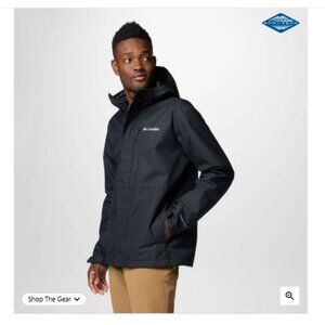 NWT Columbia Black Mens Interchange Rain Jacket -one Piece--M-500